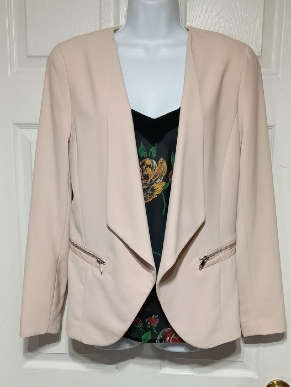 H & M Draped Blazer With Zipper Accents